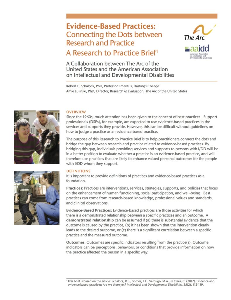Evidence-Based Practices: Connecting the Dots between Research and Practice