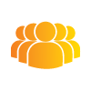 Orange icon of group of five people