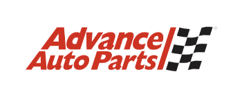advance auto parts logo, featuring company name in red and a racing stripe design on the right side