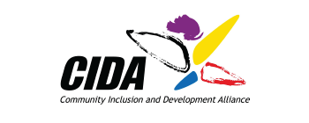 CIDA (Community Inclusion and Development Alliance) with multi-color abstract icon next to it