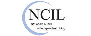 Logo that says "NCIL: National Council on Independent Living" within a lavender semi-circle