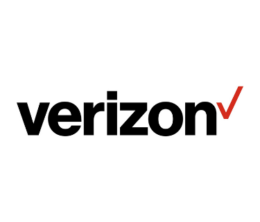 the verizon logo in black on a white background