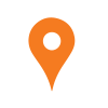 Orange icon depicting a location pin on a map