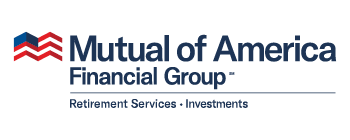 A graphic of an American flag. Next to is is text that reads: Mutual of America Financial Group. Retirement Services, Investments