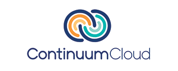 ContinuumCloud logo: A graphic of two circles intertwined in navy, orange, and teal above the words ContinuumCloud
