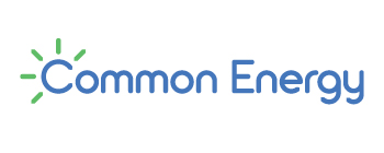 Common Energy logo - the words "Common Energy" in blue text. Around the C are short green lines coming off of it
